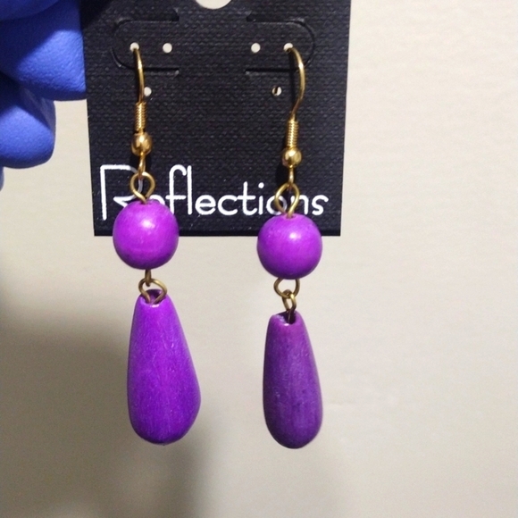 Women's Stunning Gold-Tone Purple Beaded Fishhook Drop Dangle Earrings, 2..75-in - Picture 1 of 5